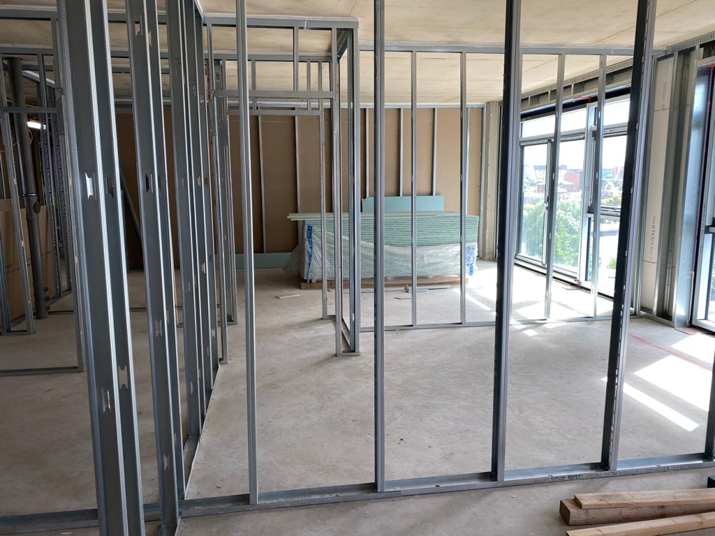 Office partition walls installed for a commercial fit-out